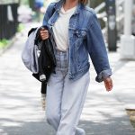 Jessica Biel in a Denim Suit on the Set of The Better Sister in New York 08/26/2024