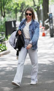 Jessica Biel in a Denim Suit