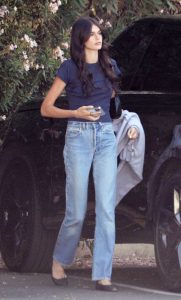 Kaia Gerber in a Blue Tee