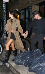 Kaia Gerber in a Tan Trench Coat