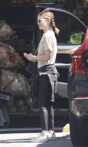 Kate Mara in a Beige Tee