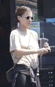 Kate Mara in a Beige Tee