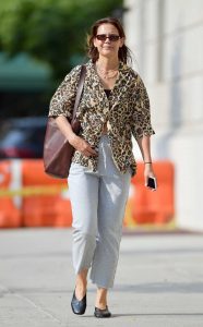 Katie Holmes in an Animal Print Blouse