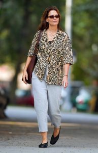 Katie Holmes in an Animal Print Blouse