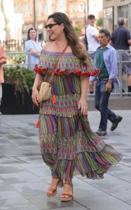 Kelly Brook in a Patterned Dress