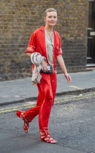 Maggie Grace in a Red Ensemble