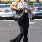 Malin Akerman in a White Blouse Goes Grocery Shopping in Los Angeles 08/09/2024