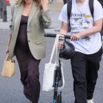 Mollie King in an Olive Blazer Stepping out Alongside Colleague Matt Edmondson in London 08/13/2024