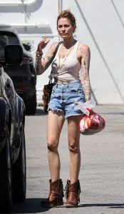 Paris Jackson in a Ripped Denim Shorts