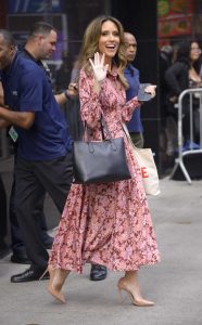 Rhiannon Ally in a Floral Dress