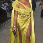 Whitney Adebayo in a Yellow Dress Arrives at the National Reality TV Awards 2024 at the Porchester Hall in London 07/31/2024