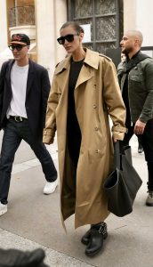 Bella Hadid in a Beige Trench Coat