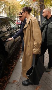 Bella Hadid in a Beige Trench Coat