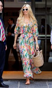 Claudia Schiffer in a Floral Dress