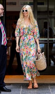 Claudia Schiffer in a Floral Dress