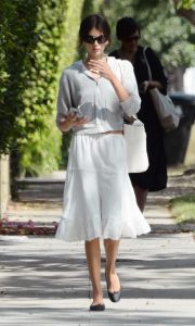 Kaia Gerber in a White Skirt