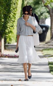 Kaia Gerber in a White Skirt