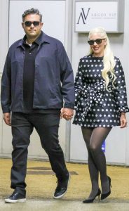 Lady Gaga in a Black Polka Dot Dress