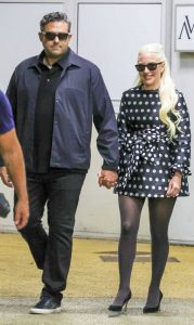 Lady Gaga in a Black Polka Dot Dress