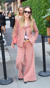 Olivia Wilde in a Pink Plaid Pantsuit