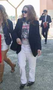 Sadie Sink in a White Pants