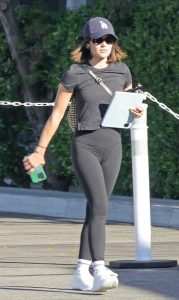 Lucy Hale in a Black Tee