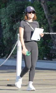 Lucy Hale in a Black Tee