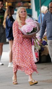 Vanessa Feltz in a Patterned Dress