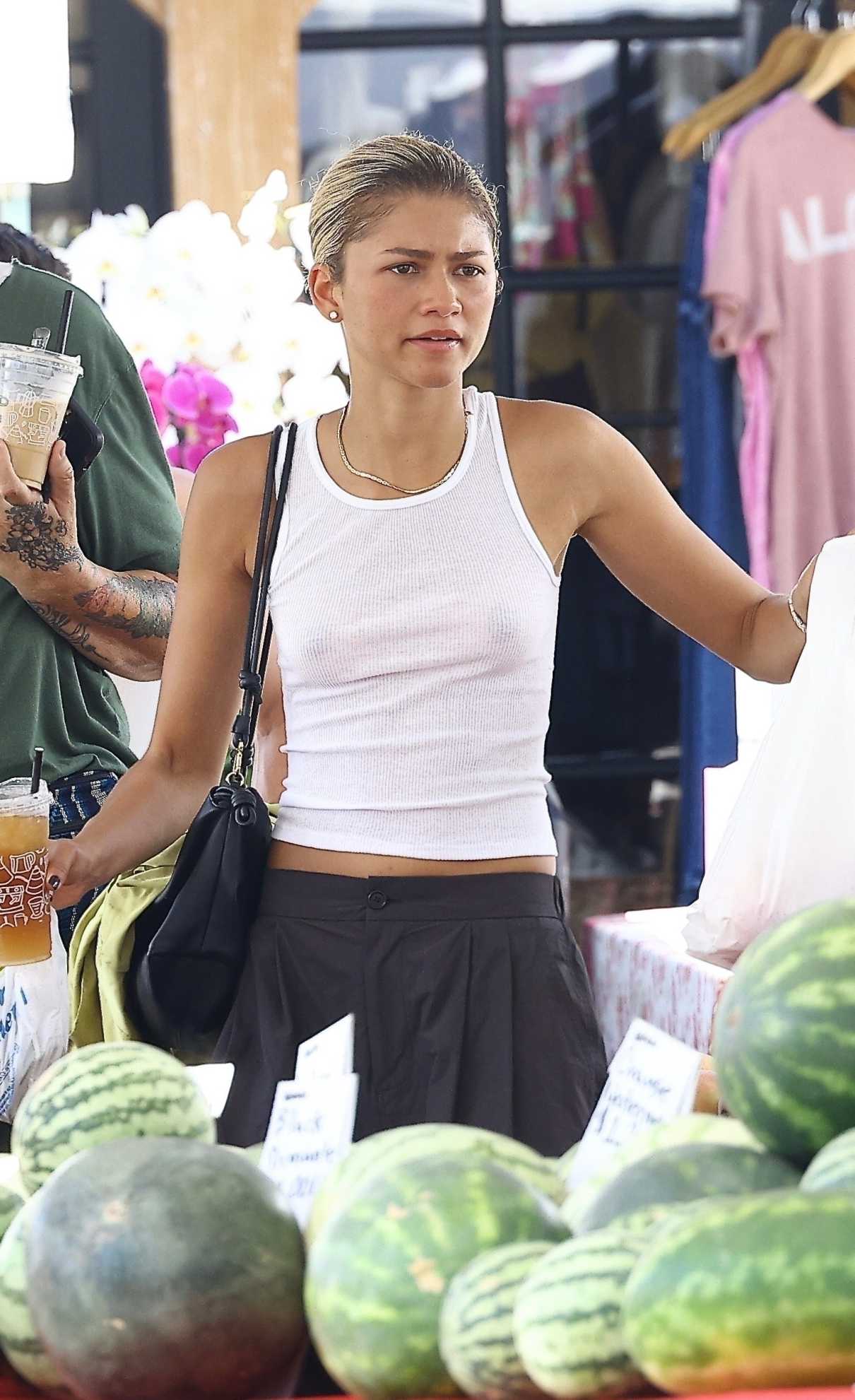 Zendaya in a White Tank Top