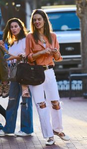 Alessandra Ambrosio in a Ripped Jeans