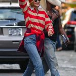 Gigi Hadid in a Red Beanie Hat Was Seen Out with Friends in New York City 10/13/2024