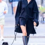 Irina Shayk in a Black Knee-Length Boots Walks Her Dog in NYC 10/23/2024