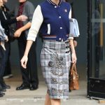 Kiernan Shipka in a Grey Plaid Skirt Was Seen Out in Paris 10/01/2024