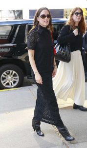 Riley Keough in a Black Lace Dress