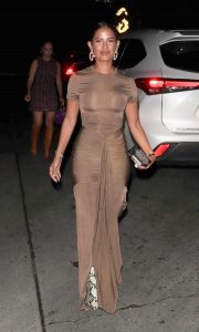 Rocsi Diaz in a Tan Dress