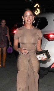 Rocsi Diaz in a Tan Dress