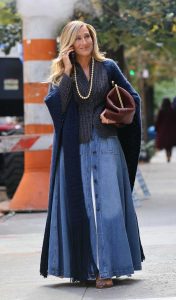 Sarah Jessica Parker in a Blue Cardigan