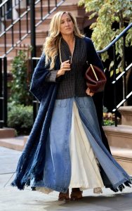 Sarah Jessica Parker in a Blue Cardigan