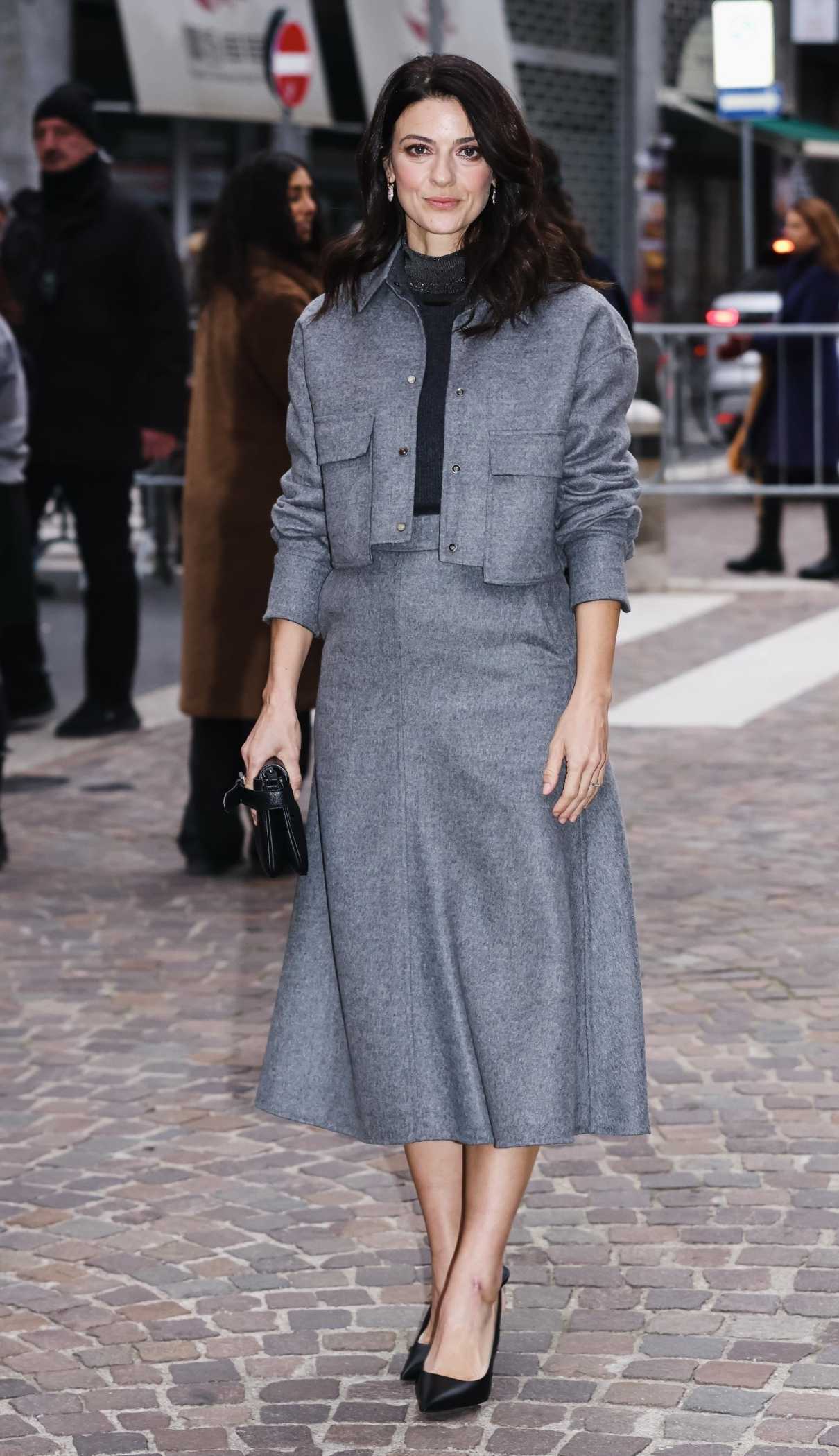 Barbara Ronchi in a Grey Ensemble