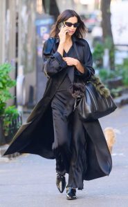 Irina Shayk in a Black Trench Coat