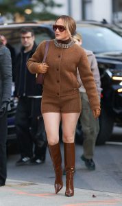 Jennifer Lopez in a Tan Ensemble