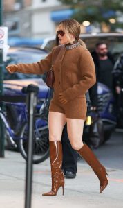 Jennifer Lopez in a Tan Ensemble