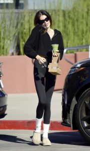 Kaia Gerber in a Black Leggings