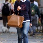 Katie Holmes in a Blue Sweatshirt Was Seen Out in New York 10/30/2024