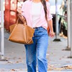 Katie Holmes in a Pink Shirt Was Seen Out in New York City 11/06/2024