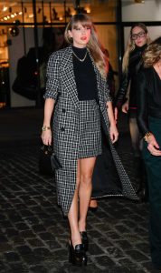 Taylor Swift in a Plaid Trench Coat