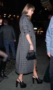 Taylor Swift in a Plaid Trench Coat