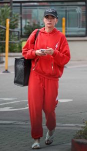 Teddi Mellencamp in a Red Sweatsuit