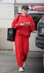 Teddi Mellencamp in a Red Sweatsuit