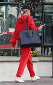 Teddi Mellencamp in a Red Sweatsuit